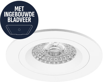 Spot Armatuur GU10 - Pragmi Motion - GU10 Inbouwspot met Bladveren - Rond - Wit - Aluminium - Ø93mm