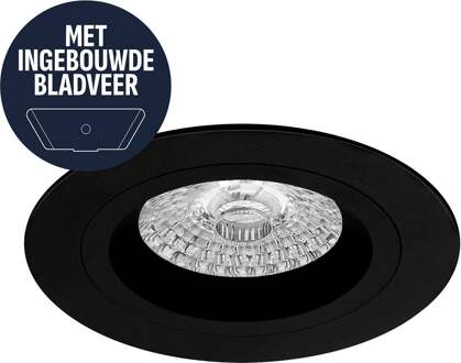 Spot Armatuur GU10 - Pragmi Motion - GU10 Inbouwspot met Bladveren - Rond - Zwart - Aluminium - Ø93mm