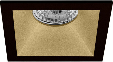 Spot Armatuur GU10 - Pragmi Pollon Pro - GU10 Inbouwspot - Vierkant - Zwart/Goud - Aluminium - Verdiept - 82mm