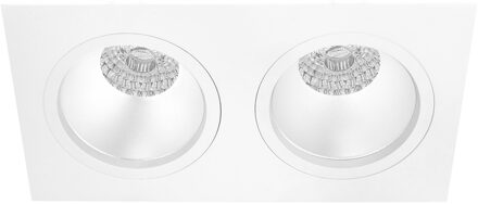 Spot Armatuur GU10 - Pragmi Shift Pro - GU10 Inbouwspot - Vierkant - 2-lichts - Wit - Aluminium - 210mm