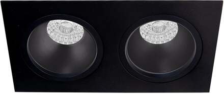 Spot Armatuur GU10 - Pragmi Shift Pro - GU10 Inbouwspot - Vierkant - 2-lichts - Zwart - Aluminium - 210mm