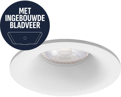 Spot Armatuur GU10 - Pragmi Vanta - GU10 Inbouwspot met Bladveren - Rond - Wit - Aluminium - Ø82mm