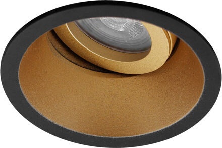 Spot Armatuur GU10 - Pragmi Zano Pro - GU10 Inbouwspot - Rond - Zwart/Goud - Aluminium - Kantelbaar - Ø93mm