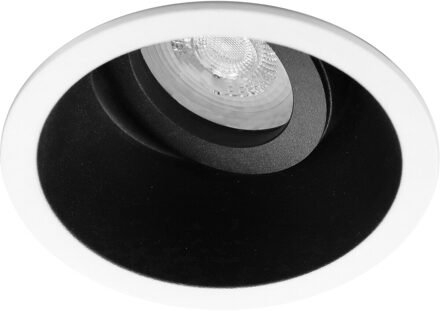 Spot Armatuur GU10 - Pragmi Zano Pro - GU10 Inbouwspot - Rond - Zwart/Wit - Aluminium - Kantelbaar - Ø93mm