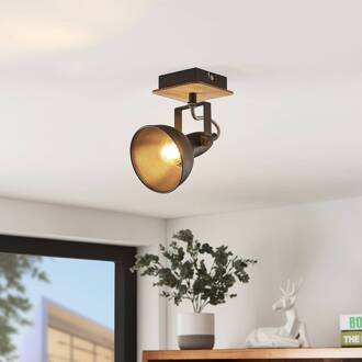 spot Aylis, hoogte 14 cm, zwart, hout, E14 zwart, licht hout