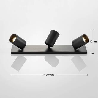 spot Brinja, set van 2, zwart, hoekig, 3-lamps