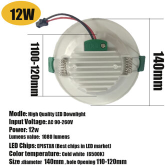 Spot Led Downlight 18W 15W 12W 9W 5W Ronde Verzonken Neer Licht Led Spot Verlichting AC90-260V Slaapkamer Keuken Indoor Koud Wit LED Downlight 12W / warm wit