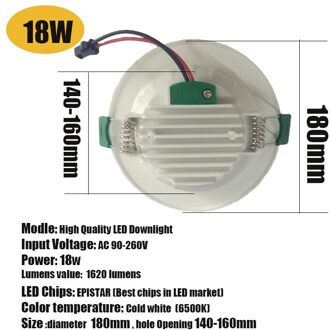Spot Led Downlight 18W 15W 12W 9W 5W Ronde Verzonken Neer Licht Led Spot Verlichting AC90-260V Slaapkamer Keuken Indoor Koud Wit LED Downlight 18W / warm wit
