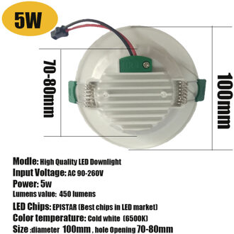 Spot Led Downlight 18W 15W 12W 9W 5W Ronde Verzonken Neer Licht Led Spot Verlichting AC90-260V Slaapkamer Keuken Indoor Koud Wit LED Downlight 5W / warm wit