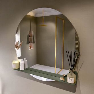 SPOT spiegel rond 100cm met Spiegelplanchet kleur Army.