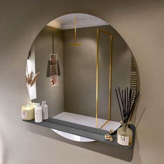 SPOT spiegel rond 100cm met Spiegelplanchet kleur Dark Grey.