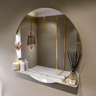 SPOT spiegel rond 100cm met Spiegelplanchet kleur Glace.