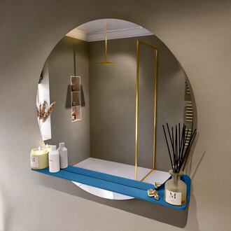 SPOT spiegel rond 100cm met Spiegelplanchet kleur Jeans.