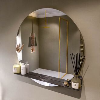 SPOT spiegel rond 100cm met Spiegelplanchet kleur Lava.