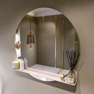 SPOT spiegel rond 100cm met Spiegelplanchet kleur Rosee.