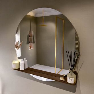 SPOT spiegel rond 100cm met Spiegelplanchet kleur Rust.