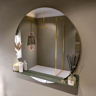 SPOT spiegel rond 110cm met Spiegelplanchet kleur Army.