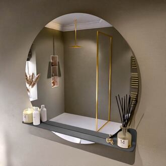 SPOT spiegel rond 110cm met Spiegelplanchet kleur Dark Grey.