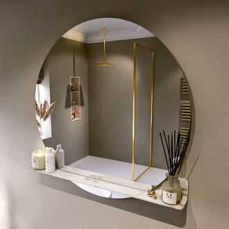 SPOT spiegel rond 110cm met Spiegelplanchet kleur Frappe.