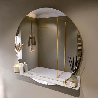 SPOT spiegel rond 110cm met Spiegelplanchet kleur Glace.