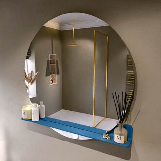 SPOT spiegel rond 110cm met Spiegelplanchet kleur Jeans.
