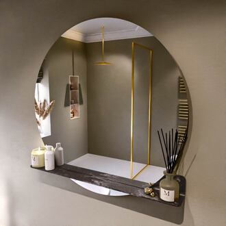 SPOT spiegel rond 110cm met Spiegelplanchet kleur Lava.