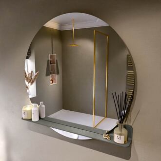SPOT spiegel rond 110cm met Spiegelplanchet kleur Smoke.