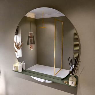 SPOT spiegel rond 120cm met Spiegelplanchet kleur Army.