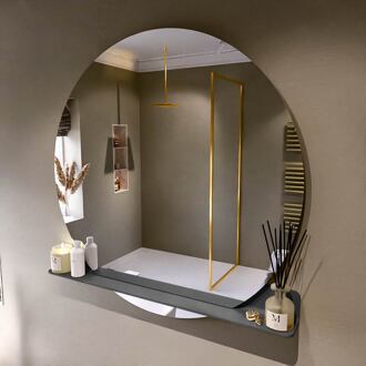 SPOT spiegel rond 120cm met Spiegelplanchet kleur Dark Grey.