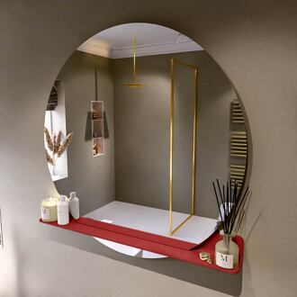 SPOT spiegel rond 120cm met Spiegelplanchet kleur Fire.