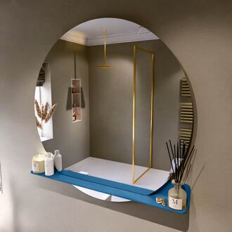 SPOT spiegel rond 120cm met Spiegelplanchet kleur Jeans.