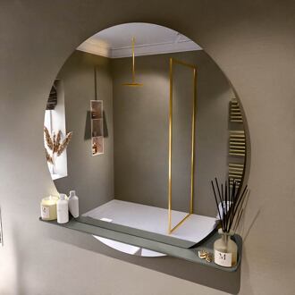 SPOT spiegel rond 120cm met Spiegelplanchet kleur Smoke.