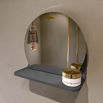 SPOT spiegel rond 30cm met Spiegelplanchet kleur Dark Grey.