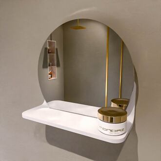 SPOT spiegel rond 30cm met Spiegelplanchet kleur Talc.