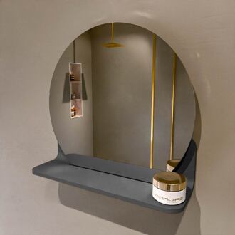 SPOT spiegel rond 40cm met Spiegelplanchet kleur Dark Grey.