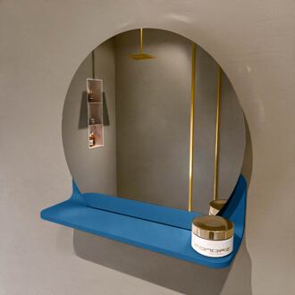 SPOT spiegel rond 40cm met Spiegelplanchet kleur Jeans.