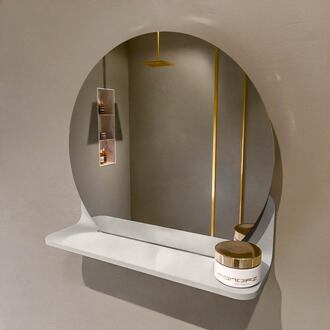 SPOT spiegel rond 40cm met Spiegelplanchet kleur Linen.