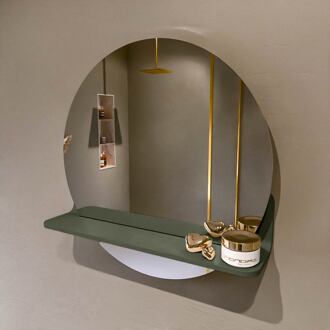 SPOT spiegel rond 50cm met Spiegelplanchet kleur Army.
