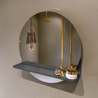 SPOT spiegel rond 50cm met Spiegelplanchet kleur Dark Grey.