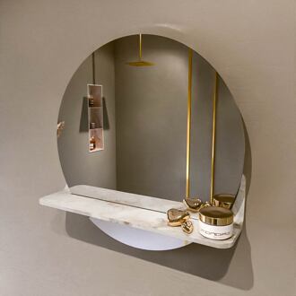 SPOT spiegel rond 50cm met Spiegelplanchet kleur Frappe.