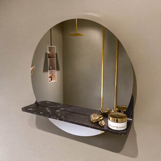 SPOT spiegel rond 50cm met Spiegelplanchet kleur Lava.