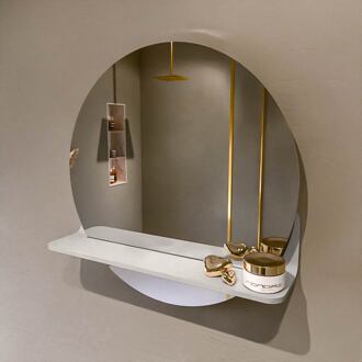 SPOT spiegel rond 50cm met Spiegelplanchet kleur Linen.