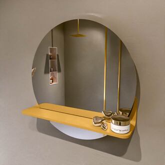 SPOT spiegel rond 50cm met Spiegelplanchet kleur Ocher.