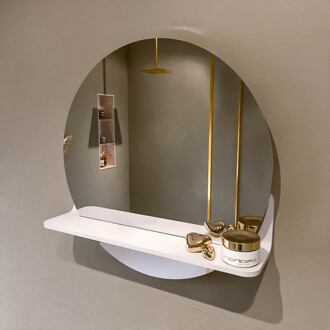 SPOT spiegel rond 50cm met Spiegelplanchet kleur Talc.