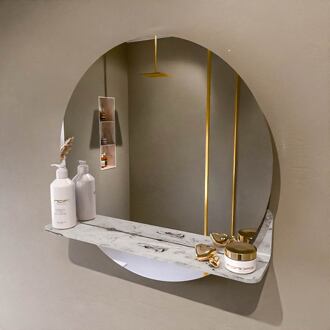 SPOT spiegel rond 60cm met Spiegelplanchet kleur Glace.