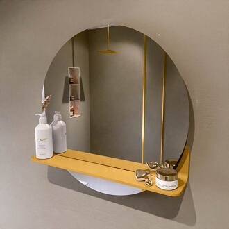 SPOT spiegel rond 60cm met Spiegelplanchet kleur Ocher.