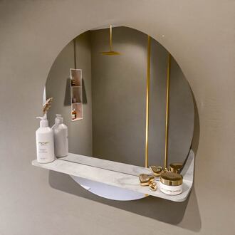 SPOT spiegel rond 60cm met Spiegelplanchet kleur Ostra.