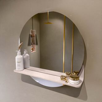 SPOT spiegel rond 60cm met Spiegelplanchet kleur Rosee.