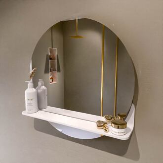 SPOT spiegel rond 60cm met Spiegelplanchet kleur Talc.