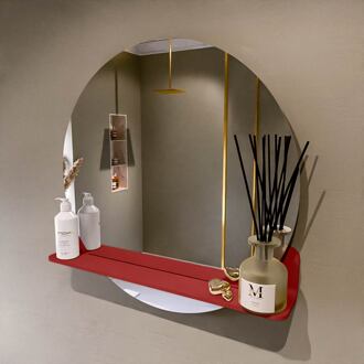 SPOT spiegel rond 70cm met Spiegelplanchet kleur Fire.